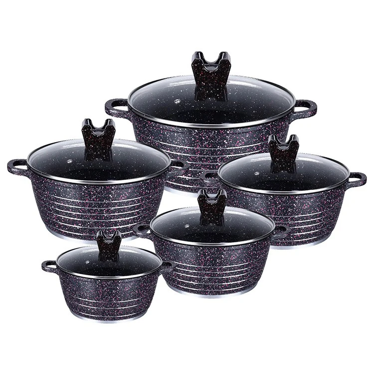 

10pcs die casting ceramic coating induction bottom cookware set