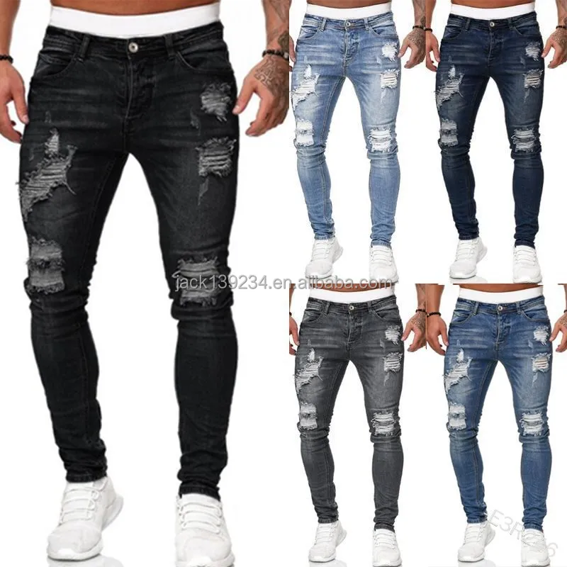 

2022 hip hop jeans men black printed men distress jeans body bones men jeans