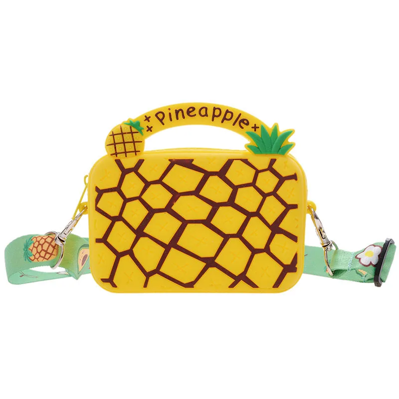 

Pineapple Strawberry Cartoon Kids Small Purse Cute Silicone Crossbody Bag