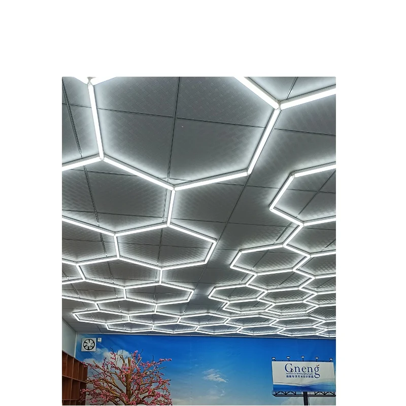 

High Lumen individually customized garage hexagon lighting for car workshop office Barber Light