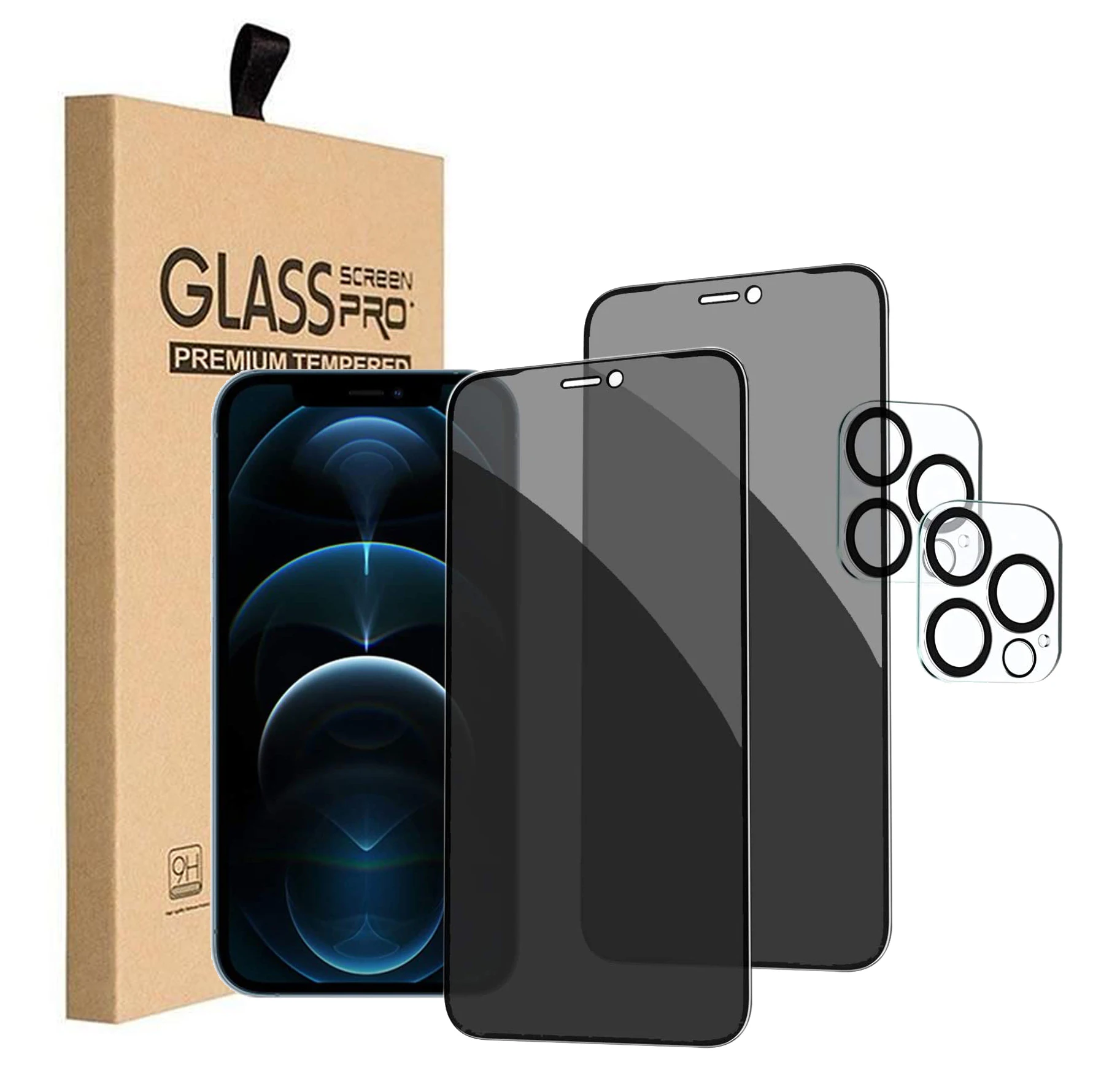 

2021 Hot Sale 2.5D Premium Anti Privacy Spy Peep Tempered Glass Screen Protectors For iPhone 11 12 Pro Max mini 4pcs with Pack, Hd transparent