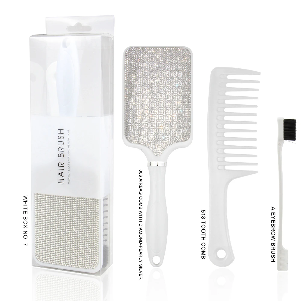 3pcs Amazing Diamond Detangling Hair Brush Set Bling Bling Air Cushion