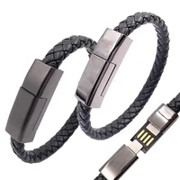 

Wholesale Mini Portable Cell Phone Charger Leather USB Charging Data Wire Bracelet Cable