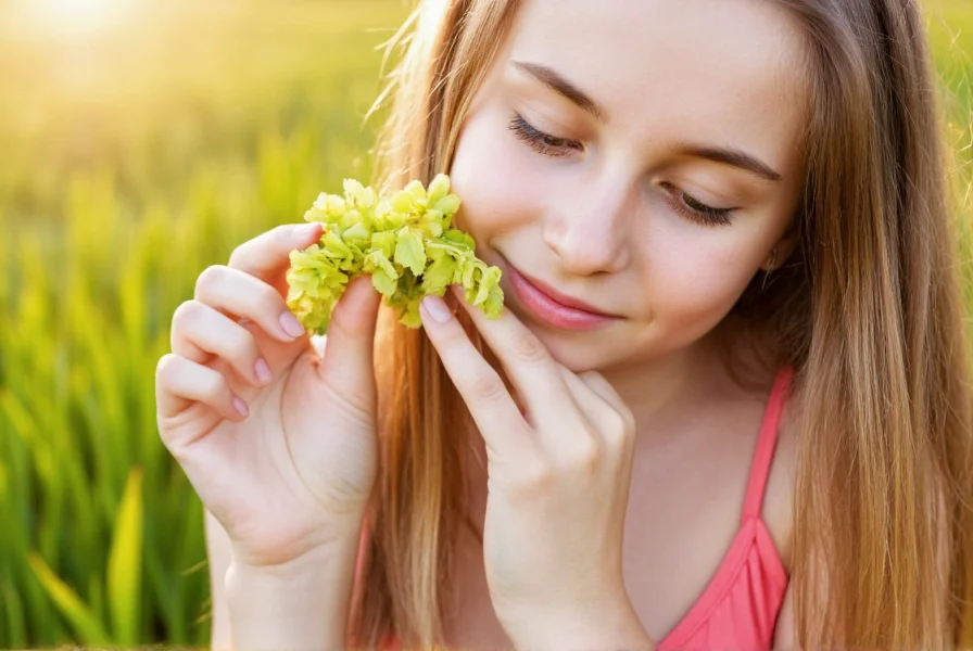 Rotklee-Kapseln neben frischen Blüten zur Verdeutlichung der Herkunft