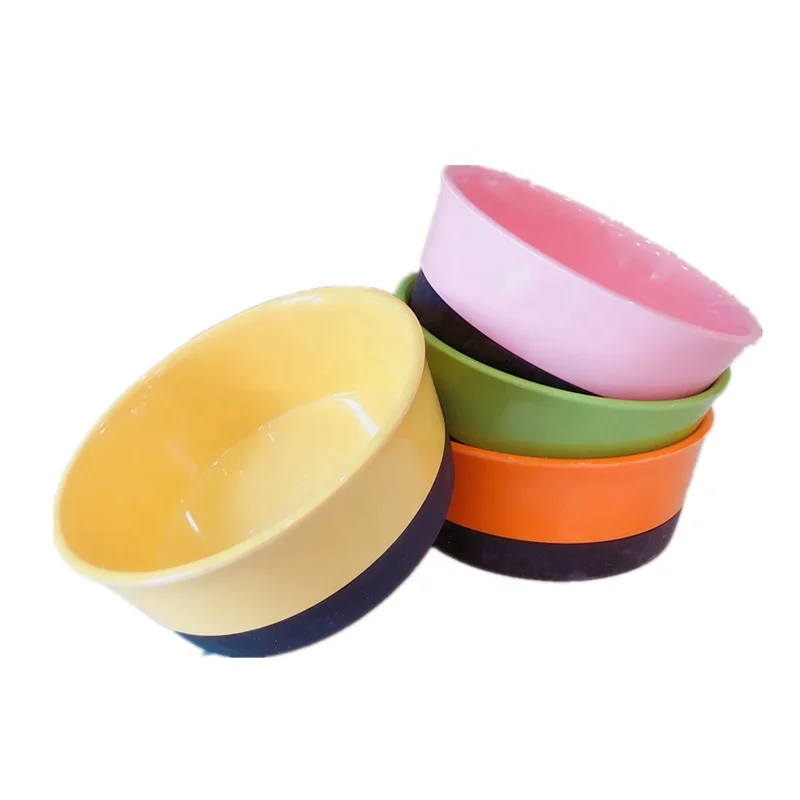 

Creative Color Matching Melamine Imi-tation Ceramic Pet Bowl Cats Dogs Pet Drinking Bowl, Pink green yellow orange