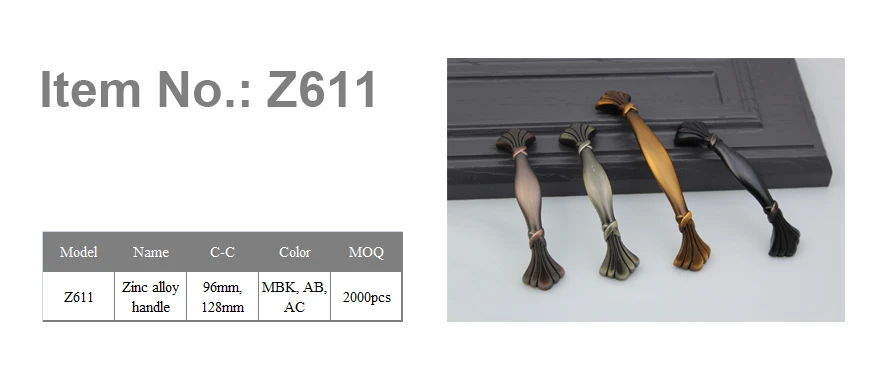 Simple Styles Modern black wardrobe door zinc pull handles cabinet kitchen drawer zinc pull handle