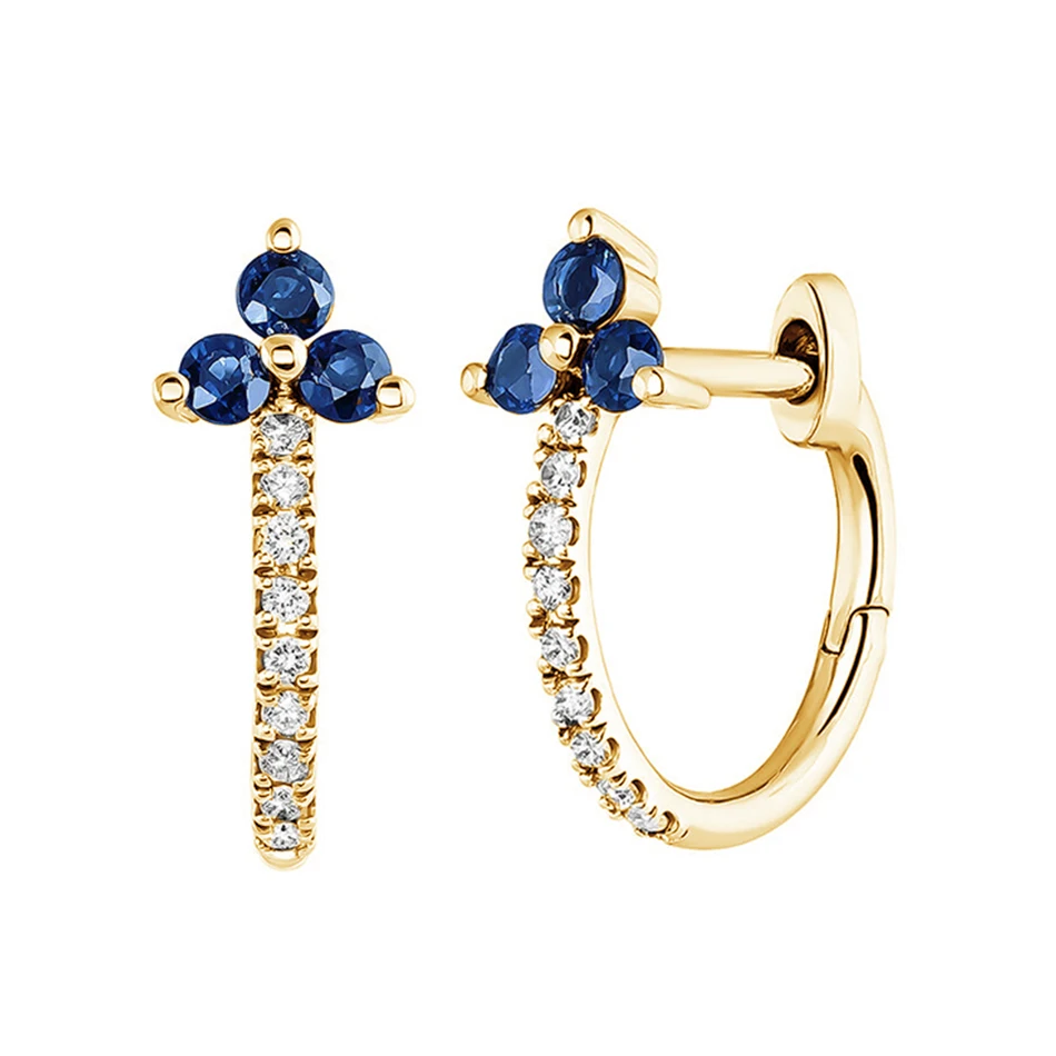 

Wholesale 925 Sterling Silver Gold Plated Blue Cubic Zircon Cluster Hoop Earring