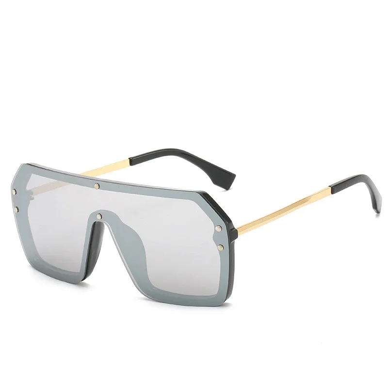 

Cheap Wholesale Women Big Frame Shades Unisex Oversized Rimless Metal Sunglasses