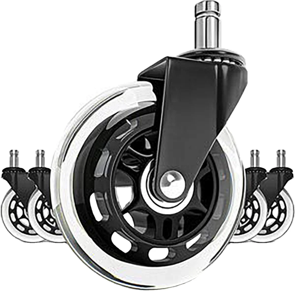 

Set of 5 Office Chair Caster Wheels Including Hardwood Floors - Heavy Duty & Safe Perfect for Desk Floor