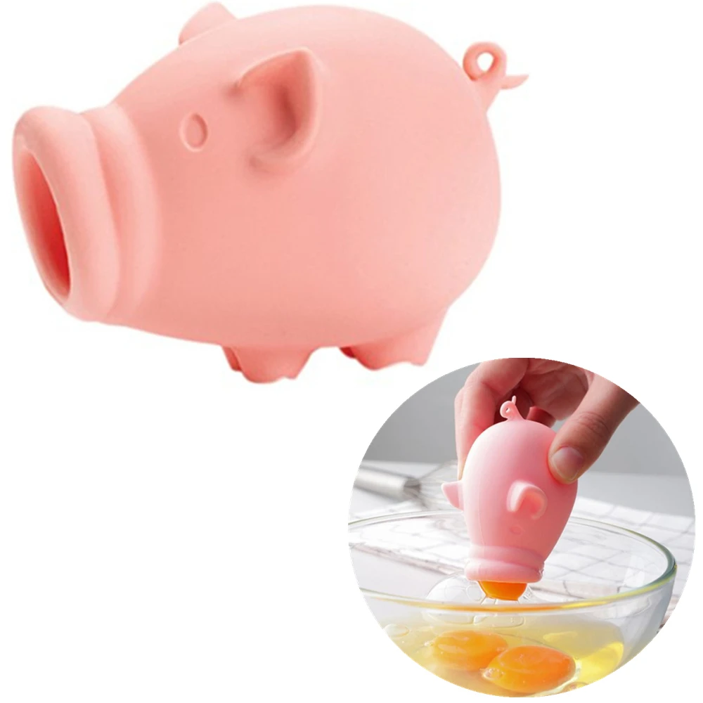 

Kitchen Baking Gadgets Utility Egg Extractor Silicone Egg Dividers Pig Suction Yolk Separator