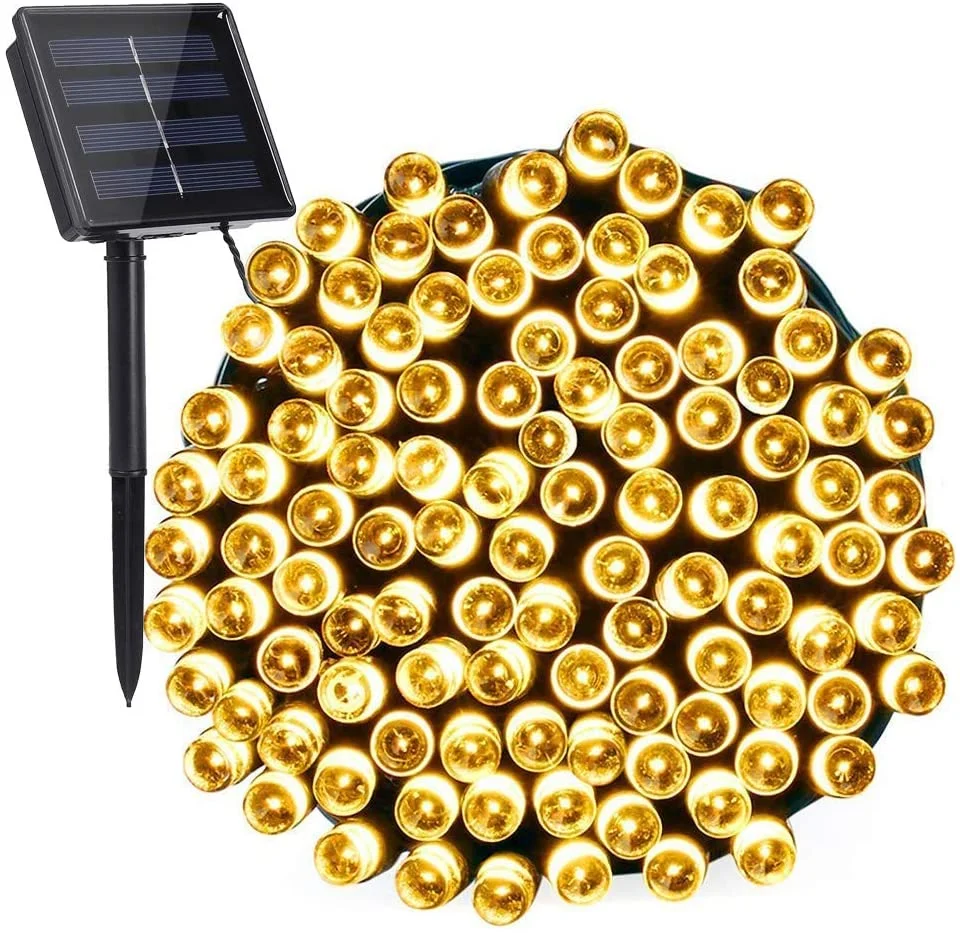 12M 100 LED wholesale outdoor lighting bulb string Christmas decorative solar led light for room garden patio decor