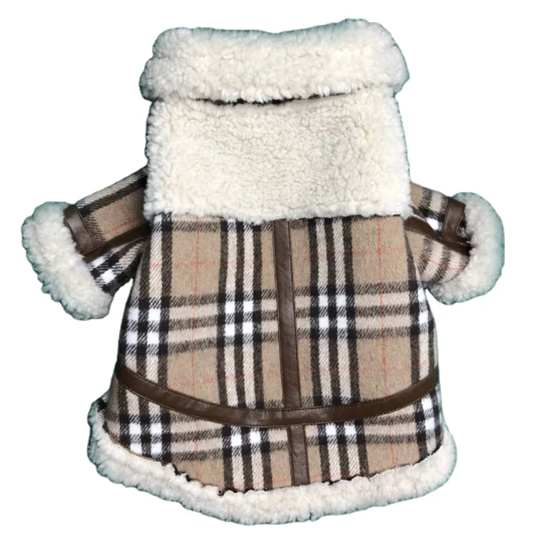 

Autumn and winter luxury dogs accessories and clothing velvet padded small dog cat pet jacket, Plaid