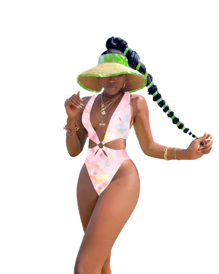 

AliExpress hot style african print swimwear sexy 1 piece swimsuit tie-dye craft swimwear bikini swimsuit beachwear for girls, Shown