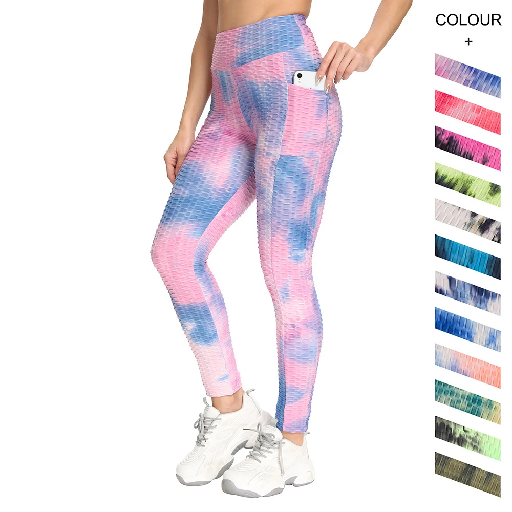 

Ropa Deportiva Pantalones De Yoga Mujerjacquard Special Design Tie Dye Sexy Yoga Pants Fitness Sport Leggings With Pockets, Customized colors