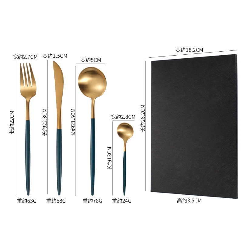 

Black plated knife fork spoon stainless steel 18/10 gold wedding cutlery set, Customized