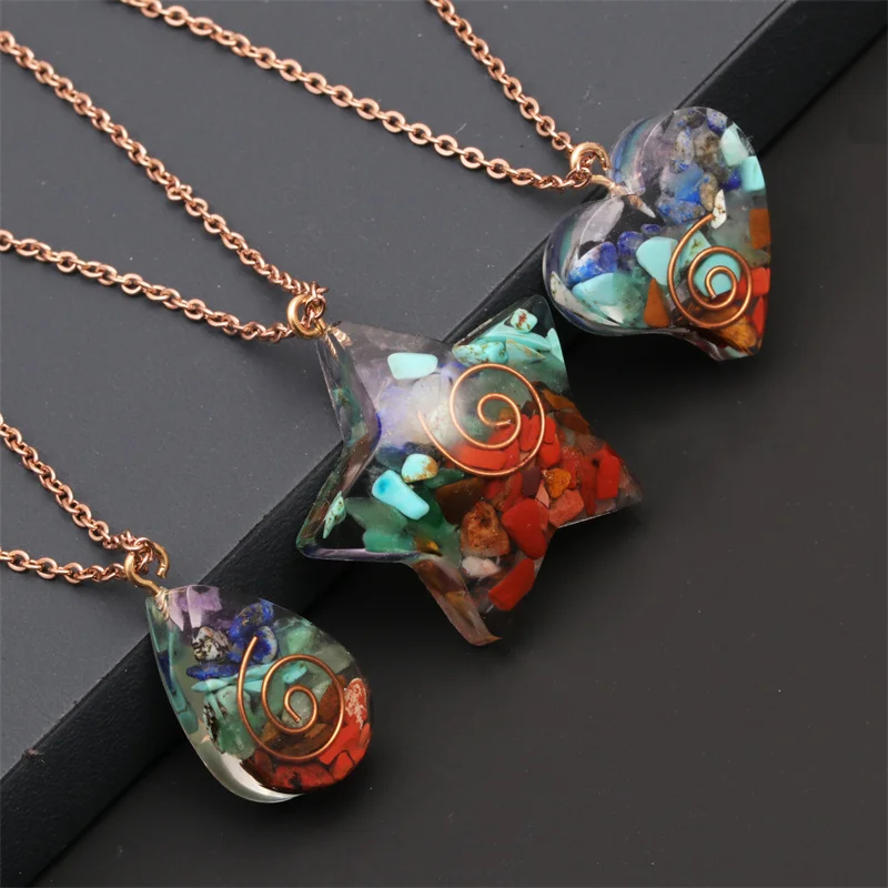 

7 Chakra Orgone Energy Crystal Healing Pendant Necklace Gemstone Jewelry Natural Stone Crystal Pendant Necklace