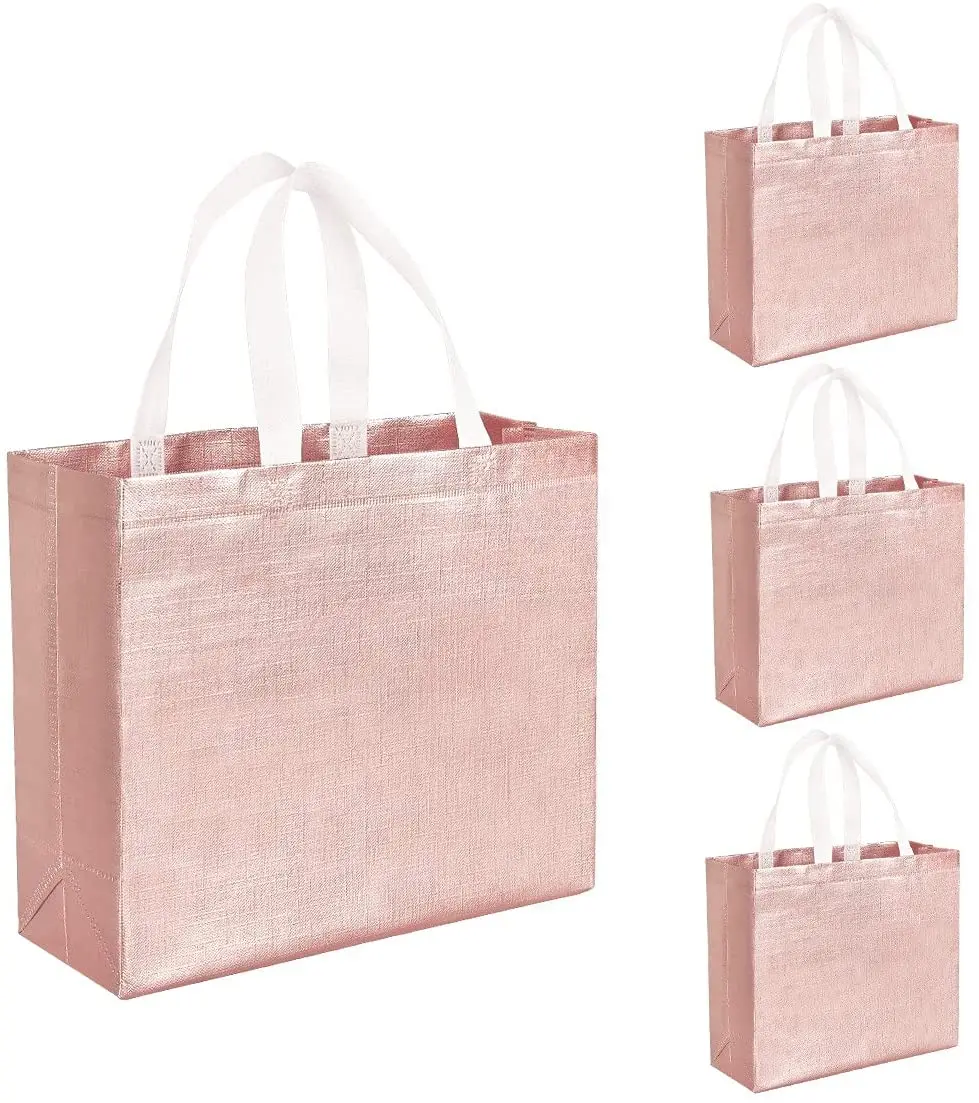 

Glossy laminated reusable grocery shopping fashion tote non-woven gift bridesmaid bag with handle, Customized color