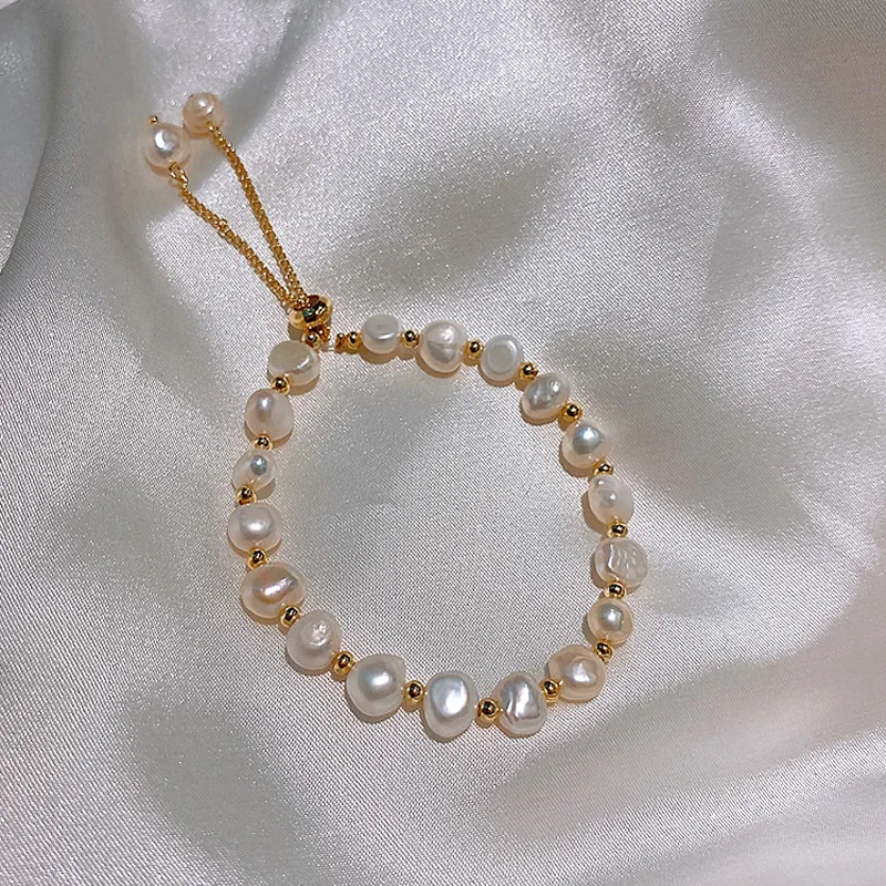 

2021 hot sale baroque style fashion simple adjustable pearl freshwater bangle bracelet for women, As pictures