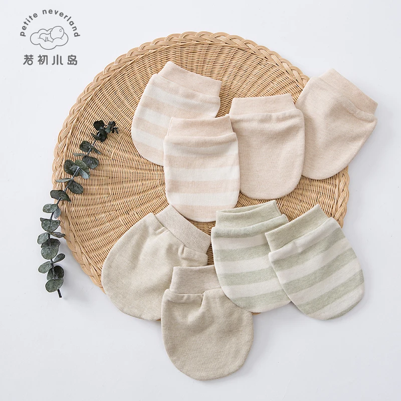 
Top quality 100% organic cotton knitted newborn warm baby gloves scratch teething mittens  (62350125789)