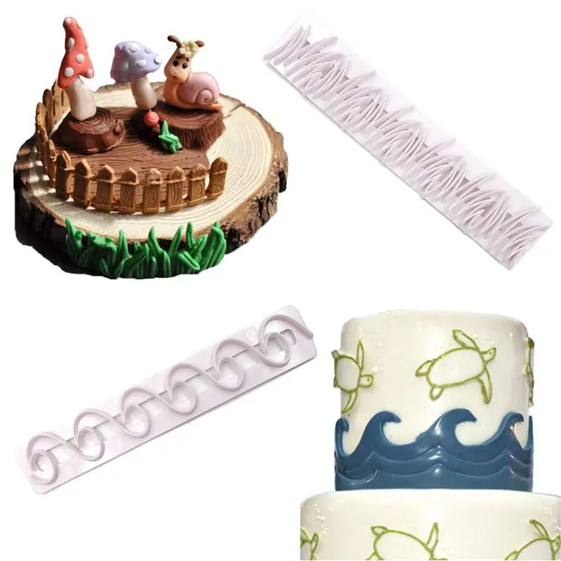 

4Pcs Cupcake Fondant Cake Embosser Mold Plastic Cookies Cutter for Sugarcraft Fondant Baking Decorating Mold Set, White