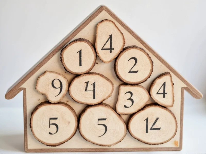 Wood slice advent calendar with handwritten numbers