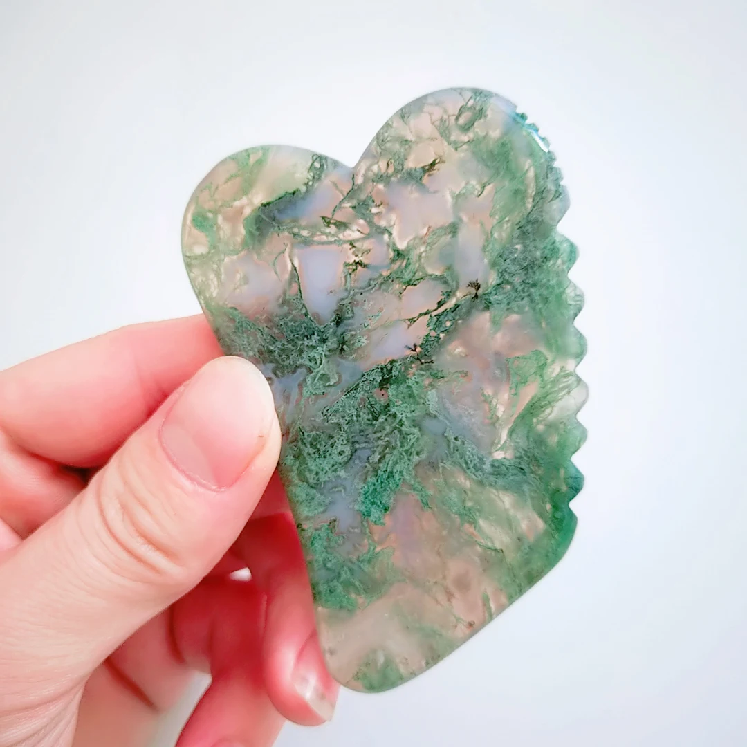 

Hot Product Natural jagged square shape moss agate Spa Massage Stone Facial Massager Roller