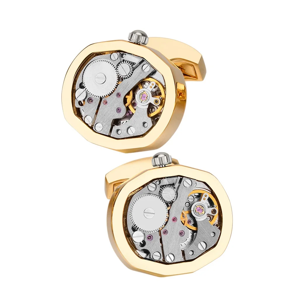 

Energinox Exquisite Deluxe Automatic Mechanical Vintage Novelty Steam Punk Watch Movement Cufflinks with Gift Box