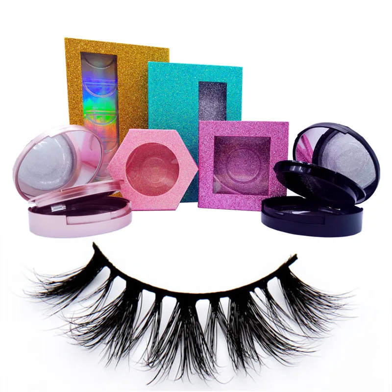 

L fast shipping mink faux cils real mink lashes 16mm 17mm 18mm 19mm full strip eyelash with custom box, Natural black