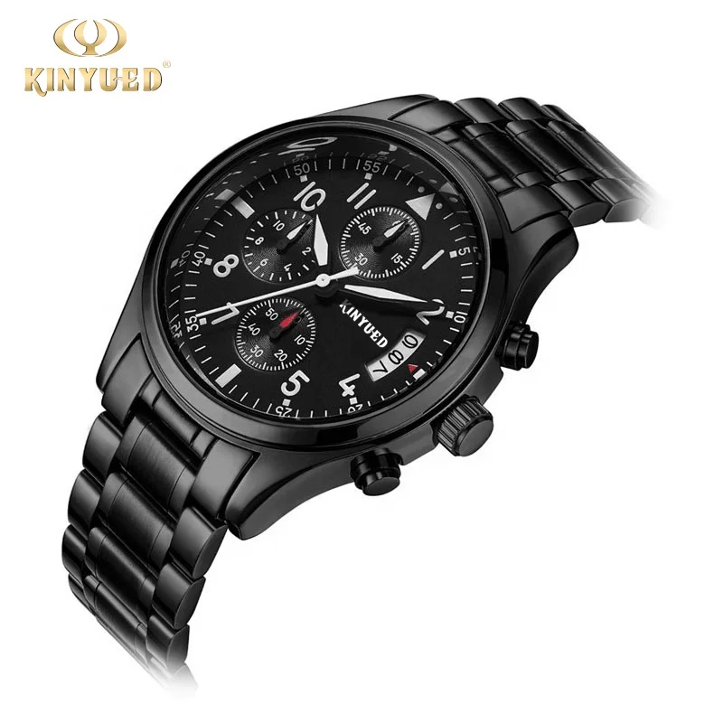 

KINYUED Wristwatches Mens resistant stainless steel back geneva quartz watches