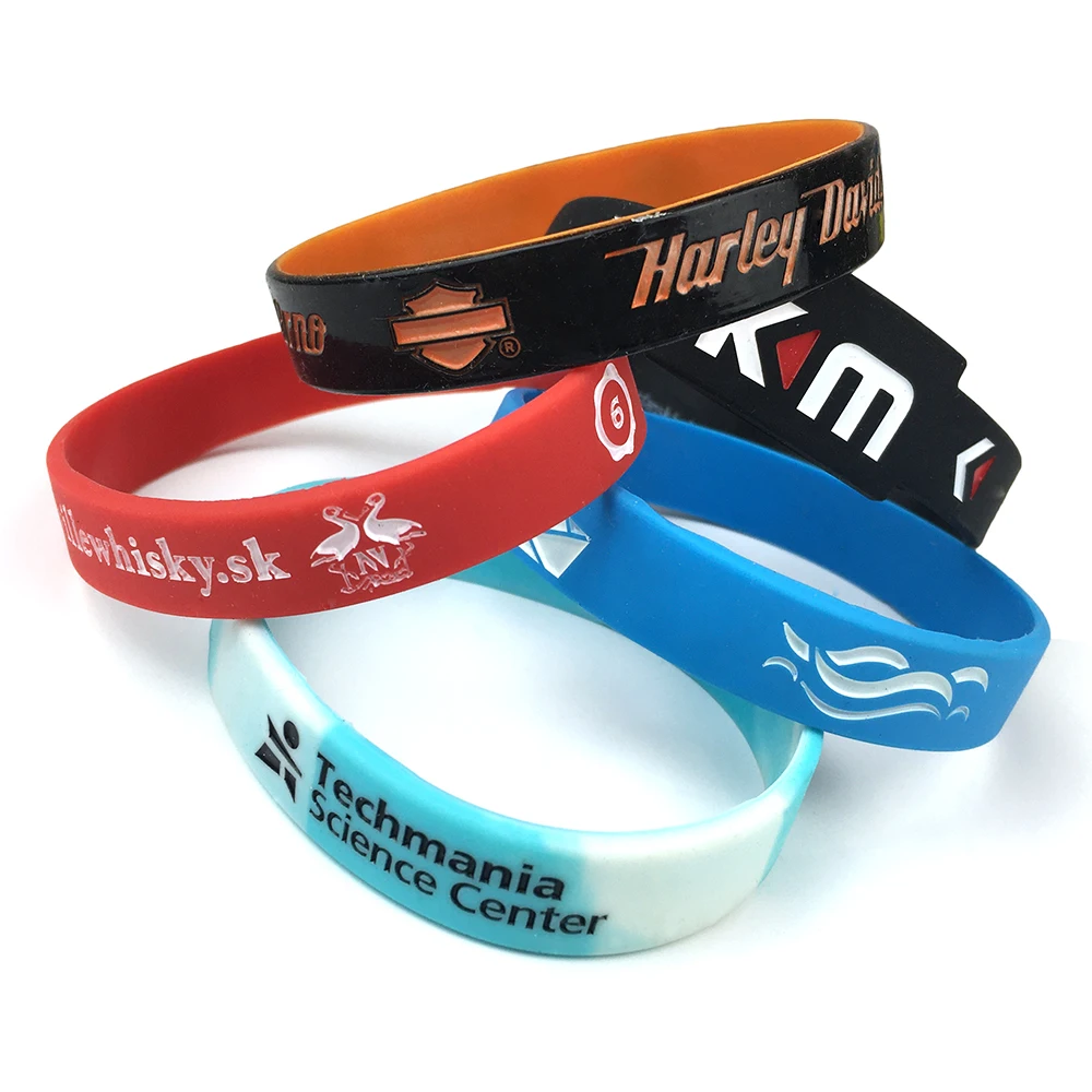 

Sports Fitness Silicone Bracelets Debossed Fill Color Logo Basketball Silicone Wristbands Baller