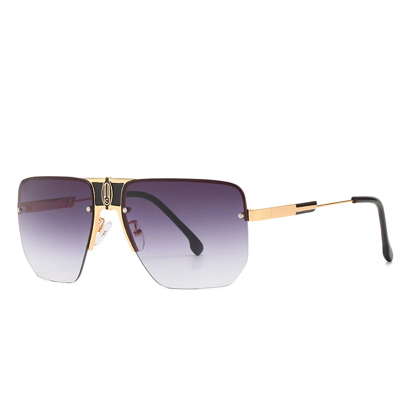 

2021 New Style Fashion High Quality Men Women Rimless Metal Big Square Frame Oversize Shades Sunglasses 2021