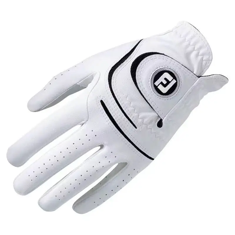 

Dorpshipping OEM Custom Logo White Golf Glove Soft Full Finger High Quality Leather Left Right Hand Golf Gloves