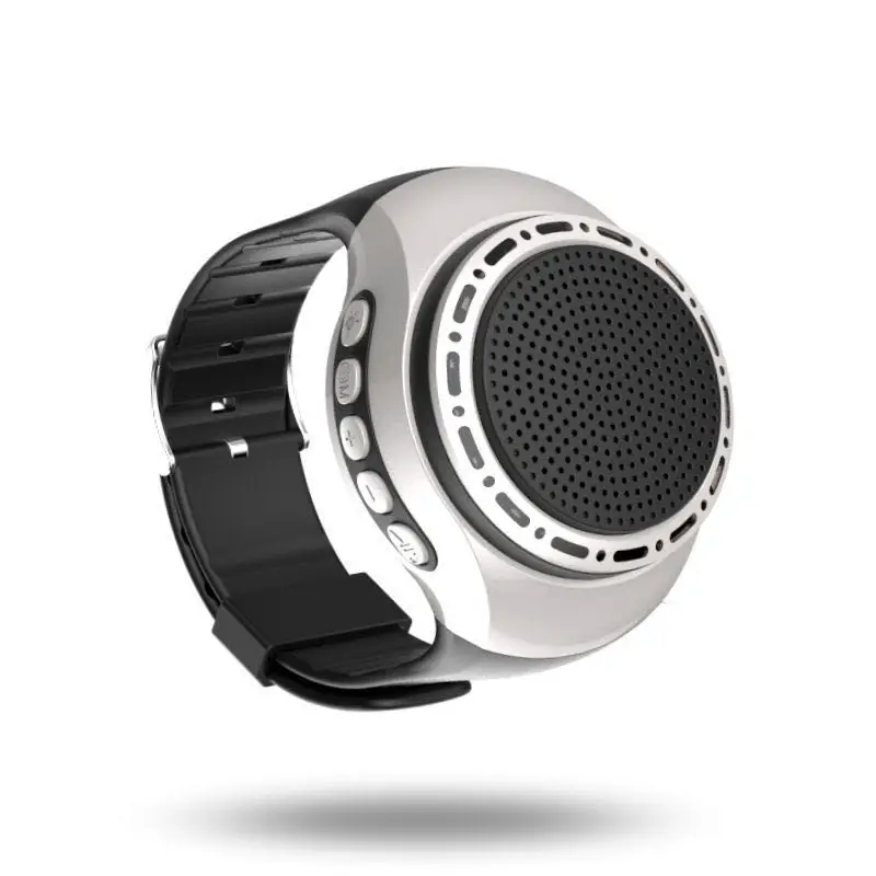 Wrist band wireless bluetooth speaker Sports Music Player wearable speaker Smart Watch (Silver)