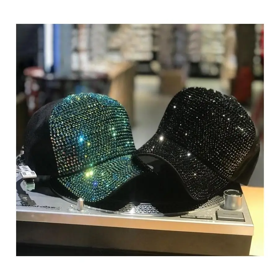 

2019 Rhinestones Luxury Pearl Sequins Baseball Cap For Women Summer Cotton Hat Girls Snapback Hip Hop Hat Gorras Casquette Bones