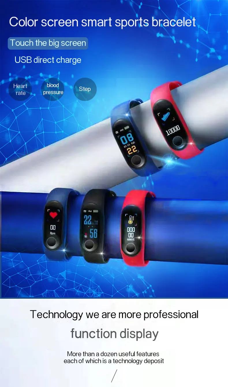 New Electronic Product Android M3 Smart Watch Factory 2020 Popular Mens Women Sports Bracelets Wrist Watch Fitness Smart Band