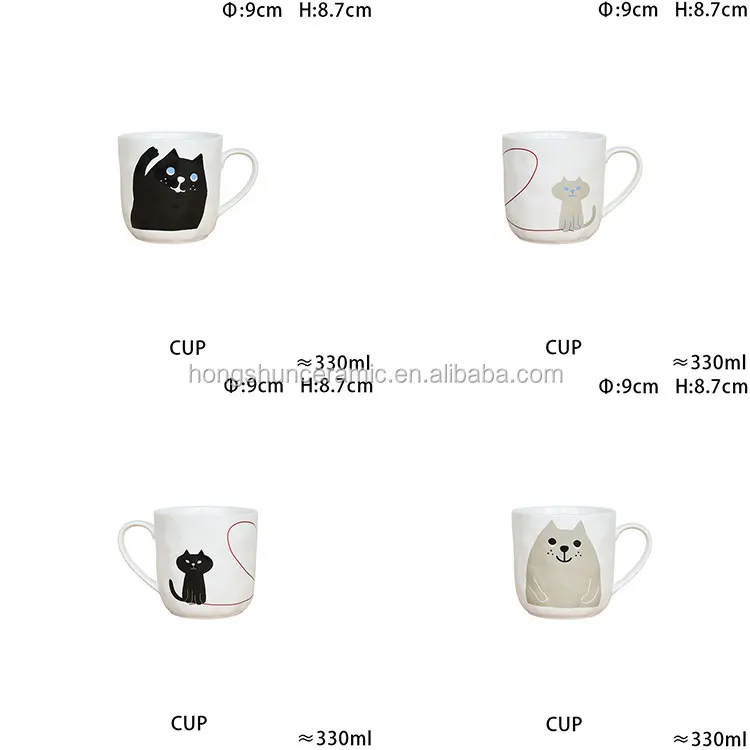 Cartoon ceramic couple mug handmade water cup Nordic style Persian cat mug