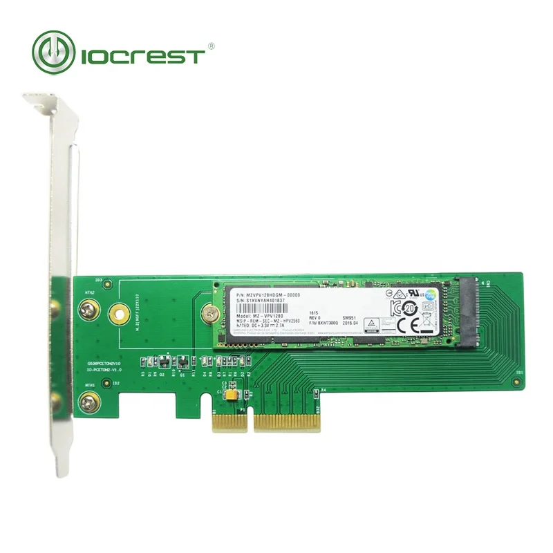 

IOCREST M.2 NVMe PCI-e M-key To PCI-e 3.0 x4 Card support 22110 2280 2260 2242 and 2230, Green