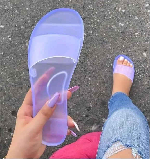 

Crystal Jelly Sandals transparent candy color flat slippers