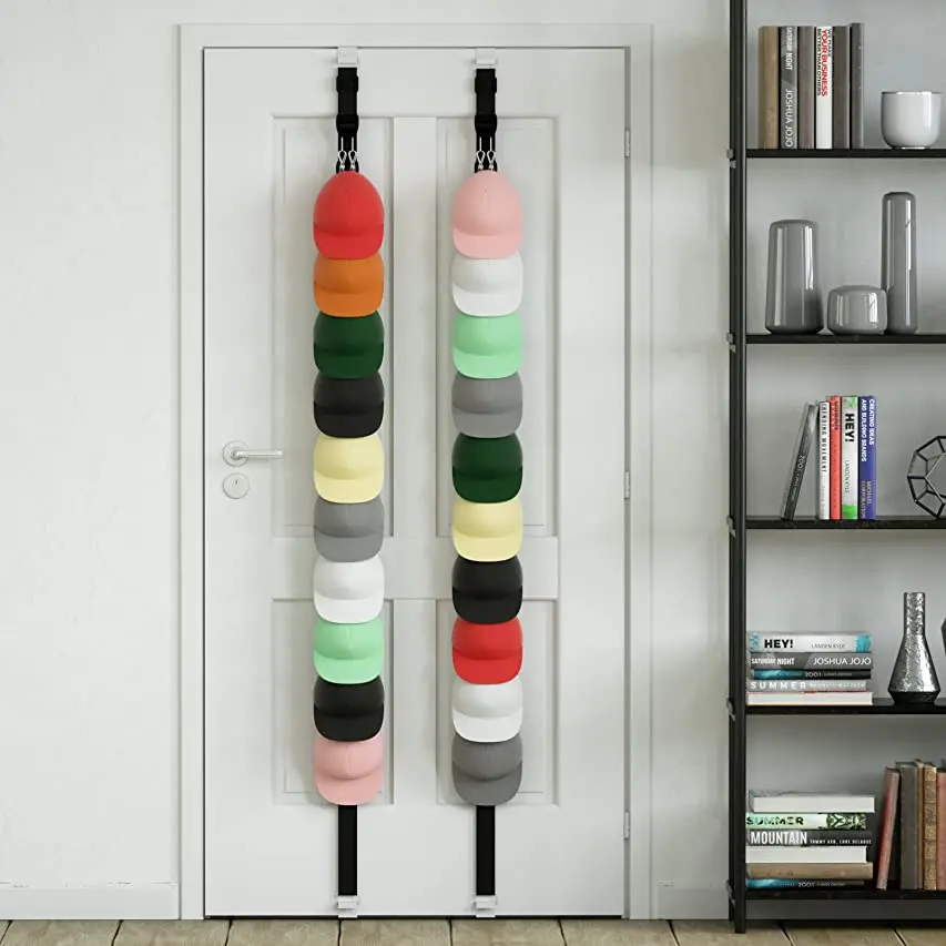 

bucket 20 clips cap hanger hanging hat organizer holder door baseball cap rack Closet Storage for purse and hat set