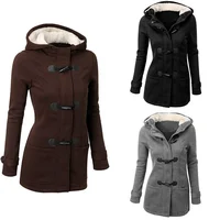 

Hot style women's hooded wool blended cambric double-breasted jacket padded coat jackets