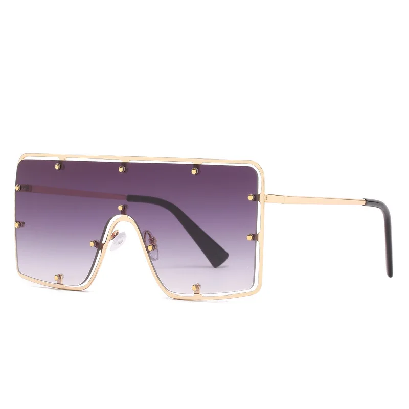 

INNCA SHINE 7143 Newest Retro Gradient Color Large Rivet Women and Men Sun Shades Oversize One-piece Sunglasses