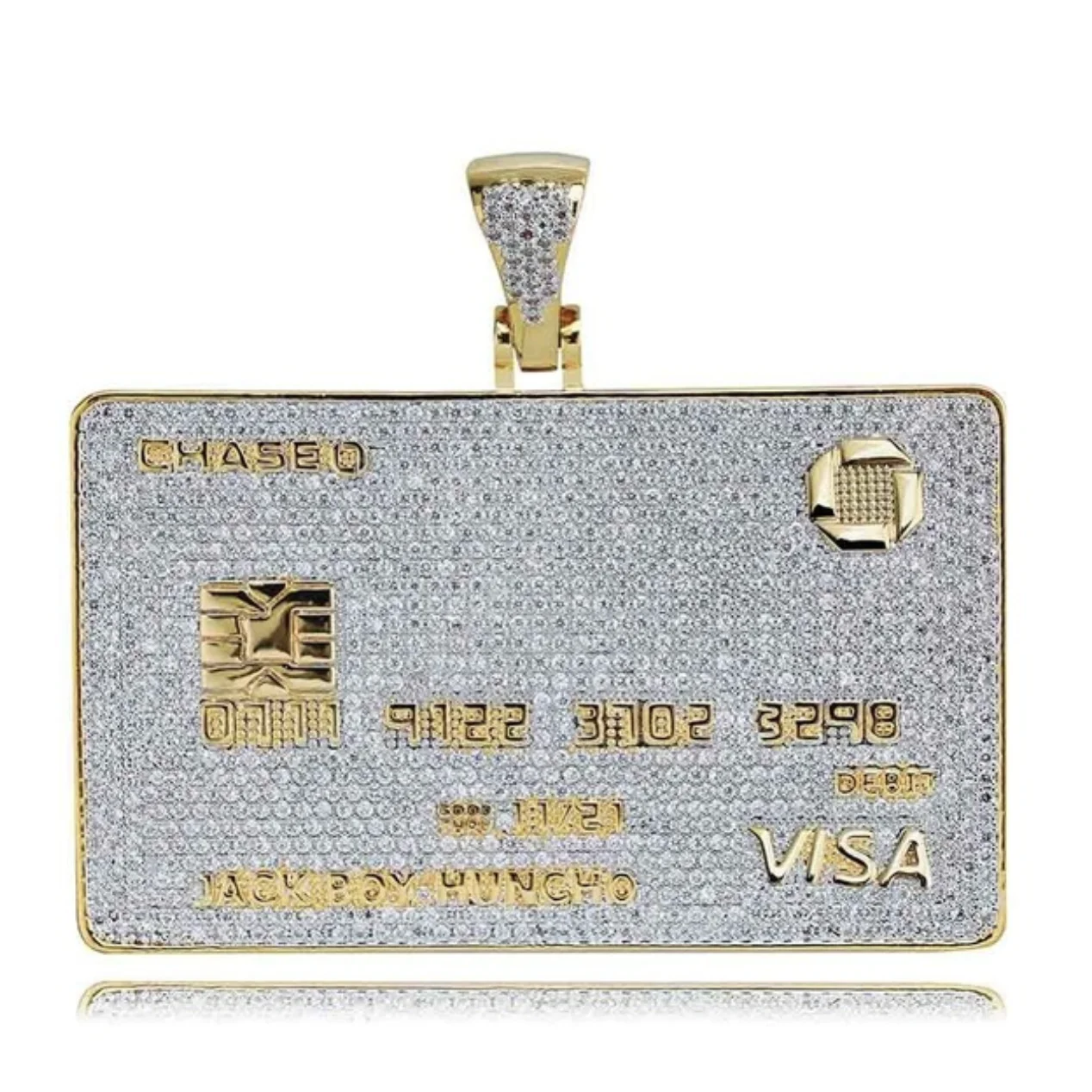 2019 iced out jewelry factory direct credit card design pendant bank card all bling handmade zircon Exaggerated street pendant