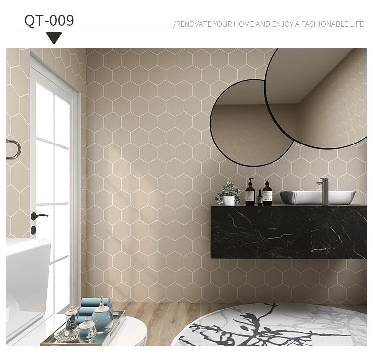 Bohemian Wall Stickers Bathroom Waterproof Moisture-proof Mildew-proof Tile Wall Wallpaper Self-adhesive Scrub Paper Wallpapers