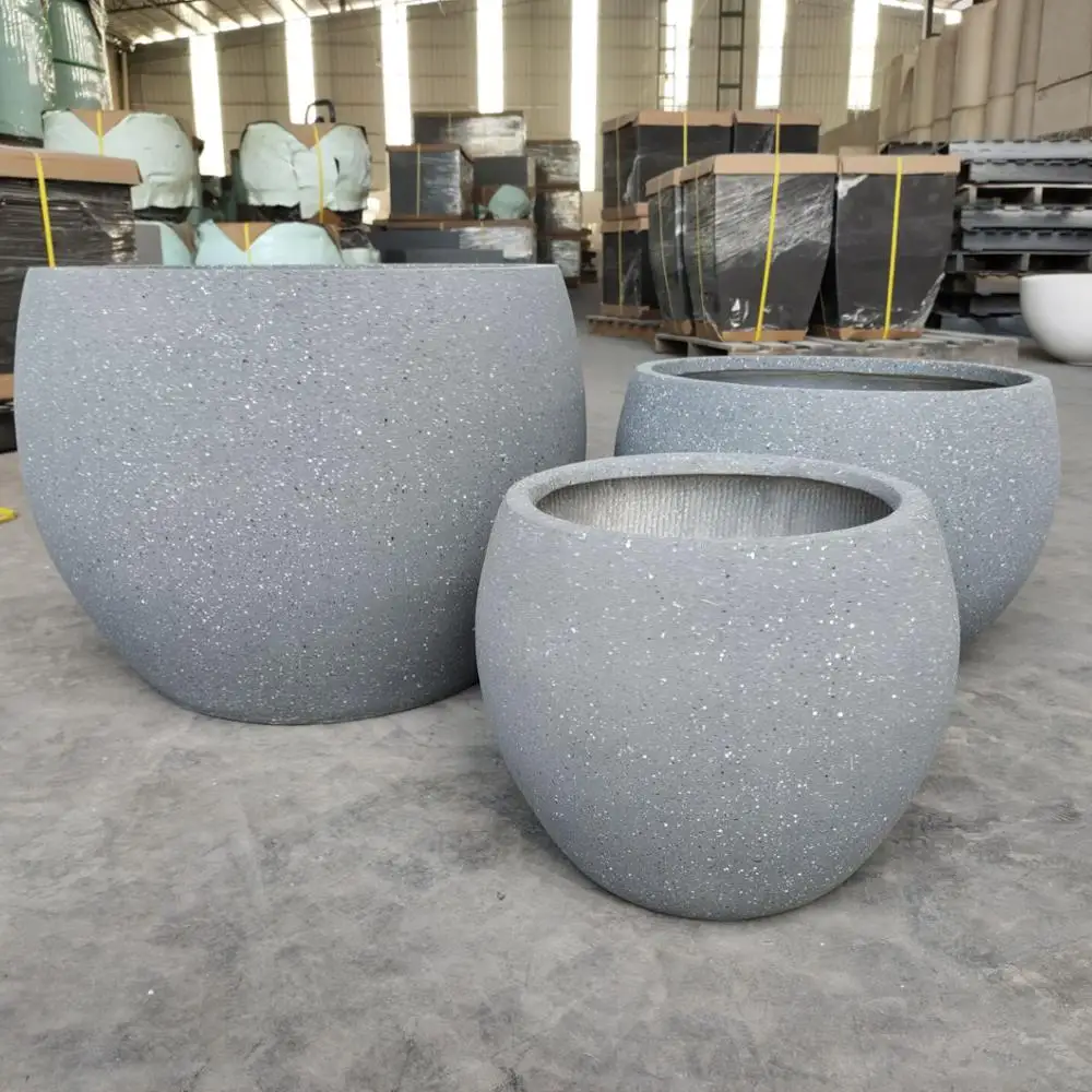 

Factory direct sale waterproof large stock light grey plant pots for garden decorations, Black, white, grey, cement .etc