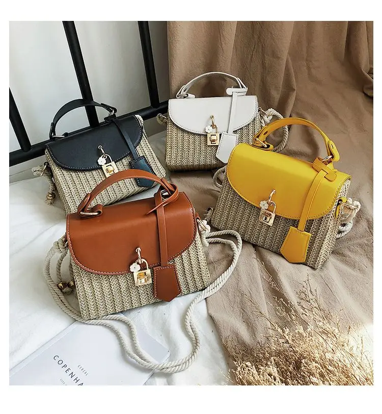 

Summer Designer Fashion Leather Handbag Famous Brands Straw Woven PU Purse Lady Shoulder Bag Purse Mini Crossbody Purse Handbags, As show