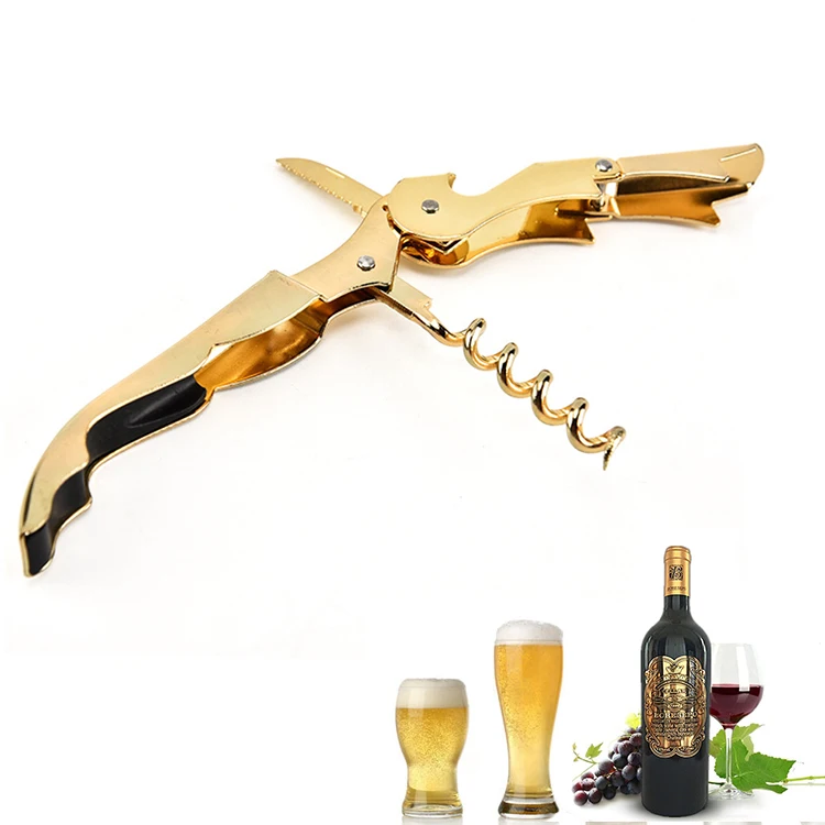 

EX-factory price Multifunctional wine bottle opener gold and Hippocampus corkscrew for promotion