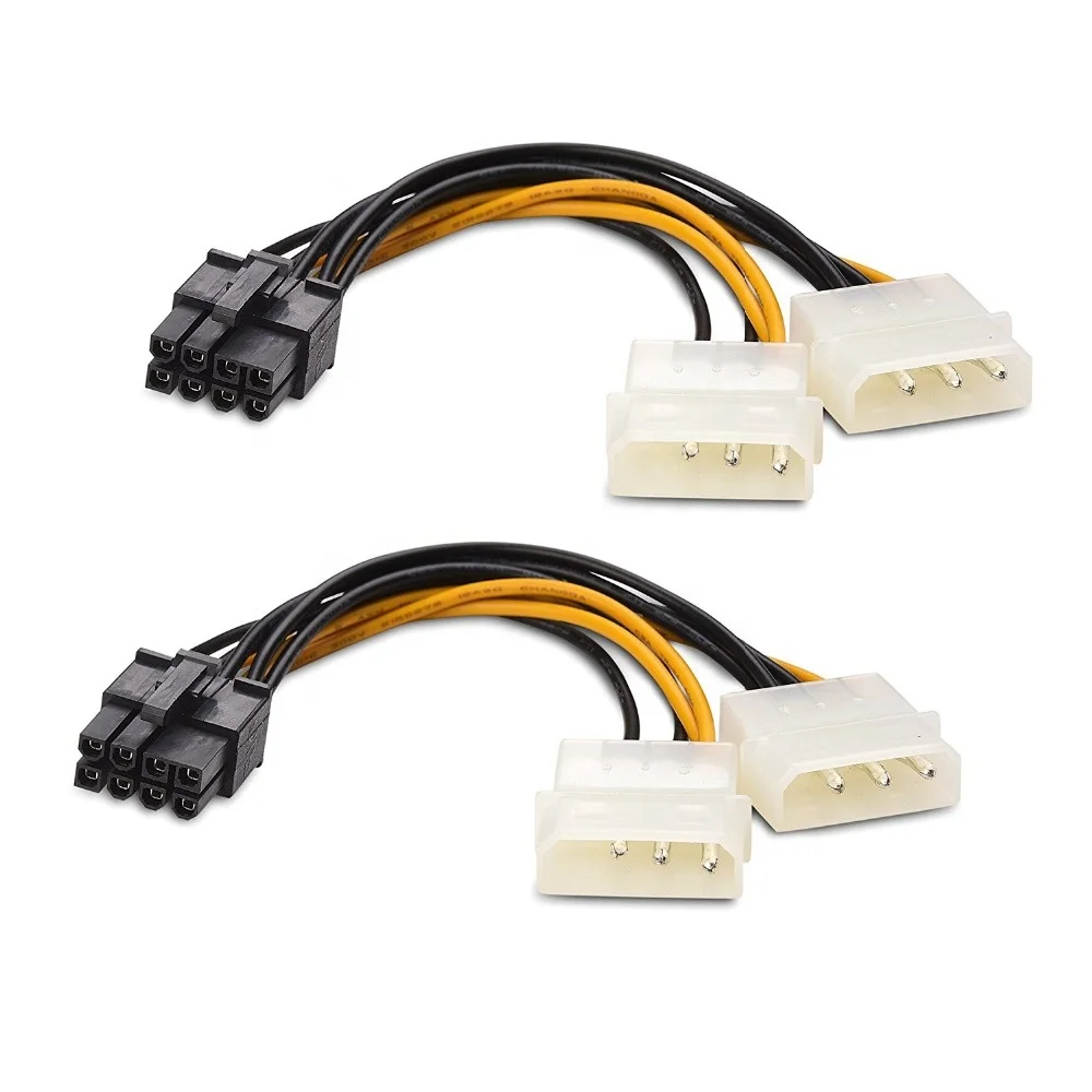 

8 Pin PCIe to dual 2x Molex 4 Pin Power Cable for video card - 18cm