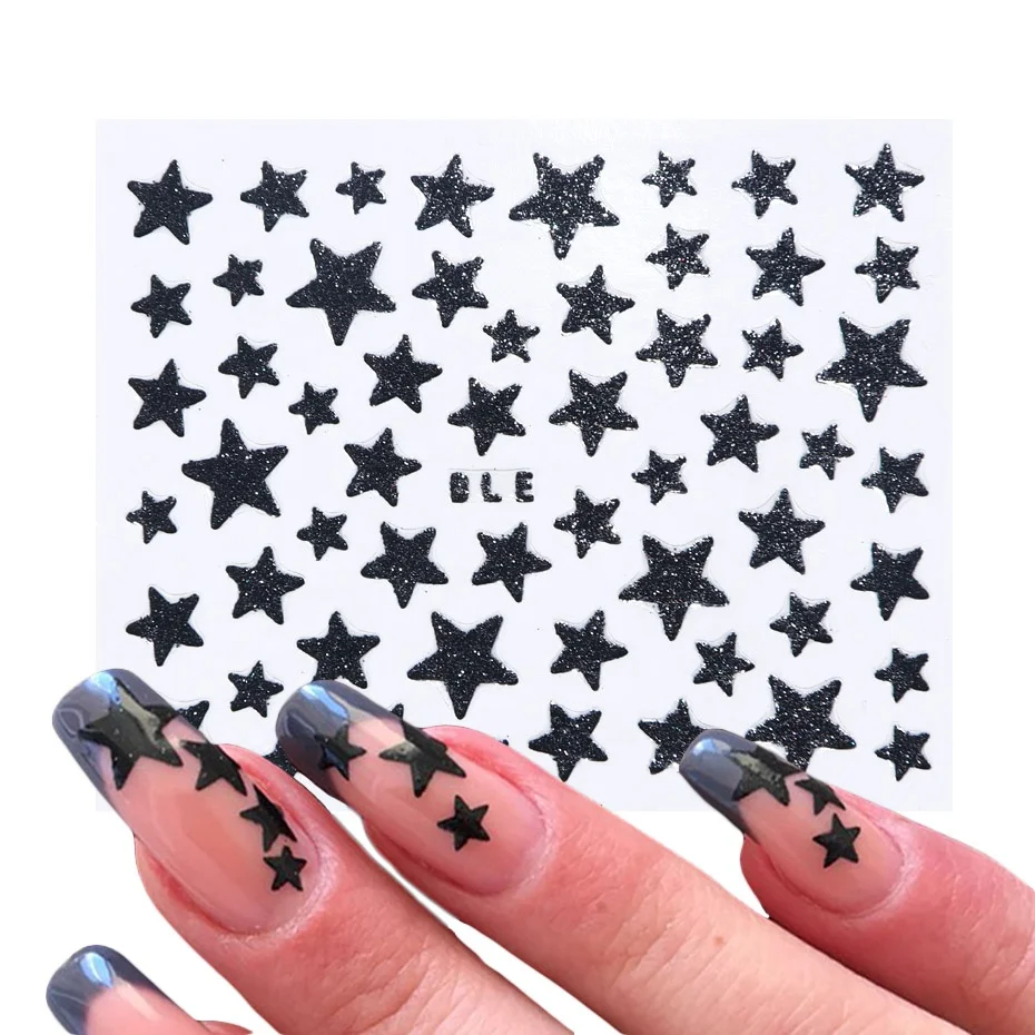 

3D Nail Sticker Nail Slider Star Charms Glitter Shiny Decorative Sticker DIY Transfer Adhesive Colorful Nail Art Tips Manicure