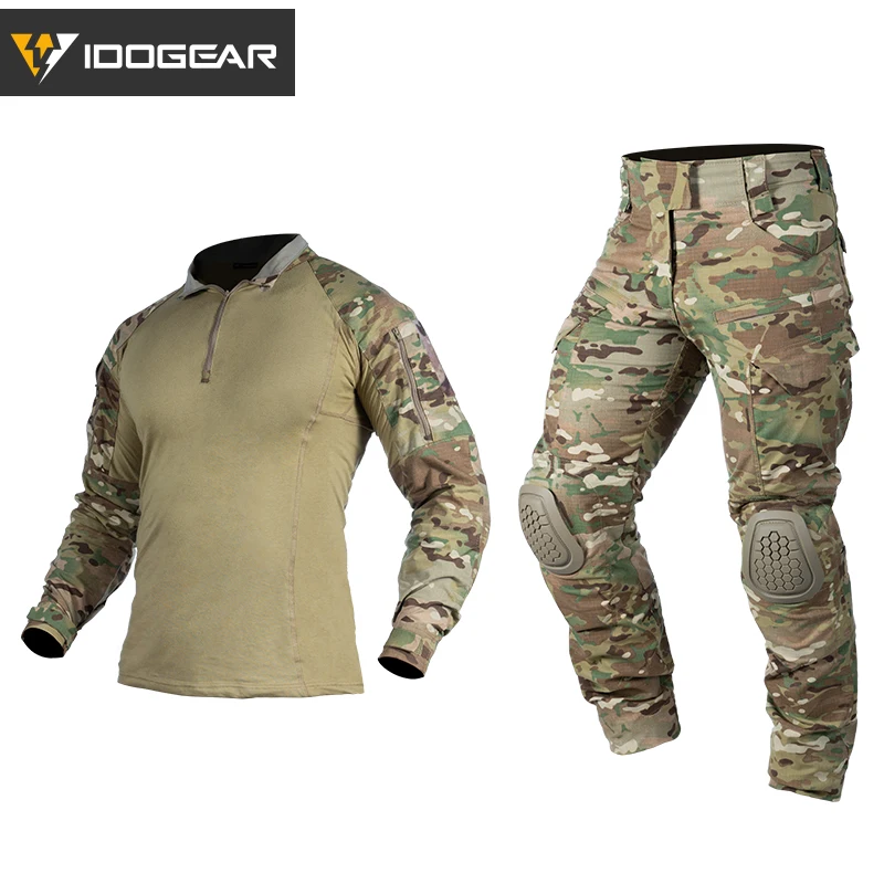 

IDOGEAR Men G4 Multicam Camouflage Clothing Tactical BDU Combat Uniforms with Knee Pads Elbow Pads