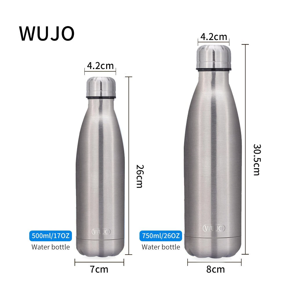 

WUJO 750ml Double Wall Stainless Steel Vacuum Water Bottle Chillys Water Bottle Vacuum Water Bottle, Silver